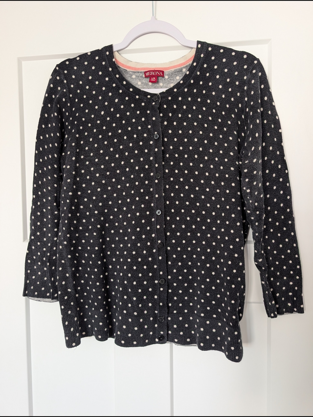 Black Polka Dot Cardigan Size Large